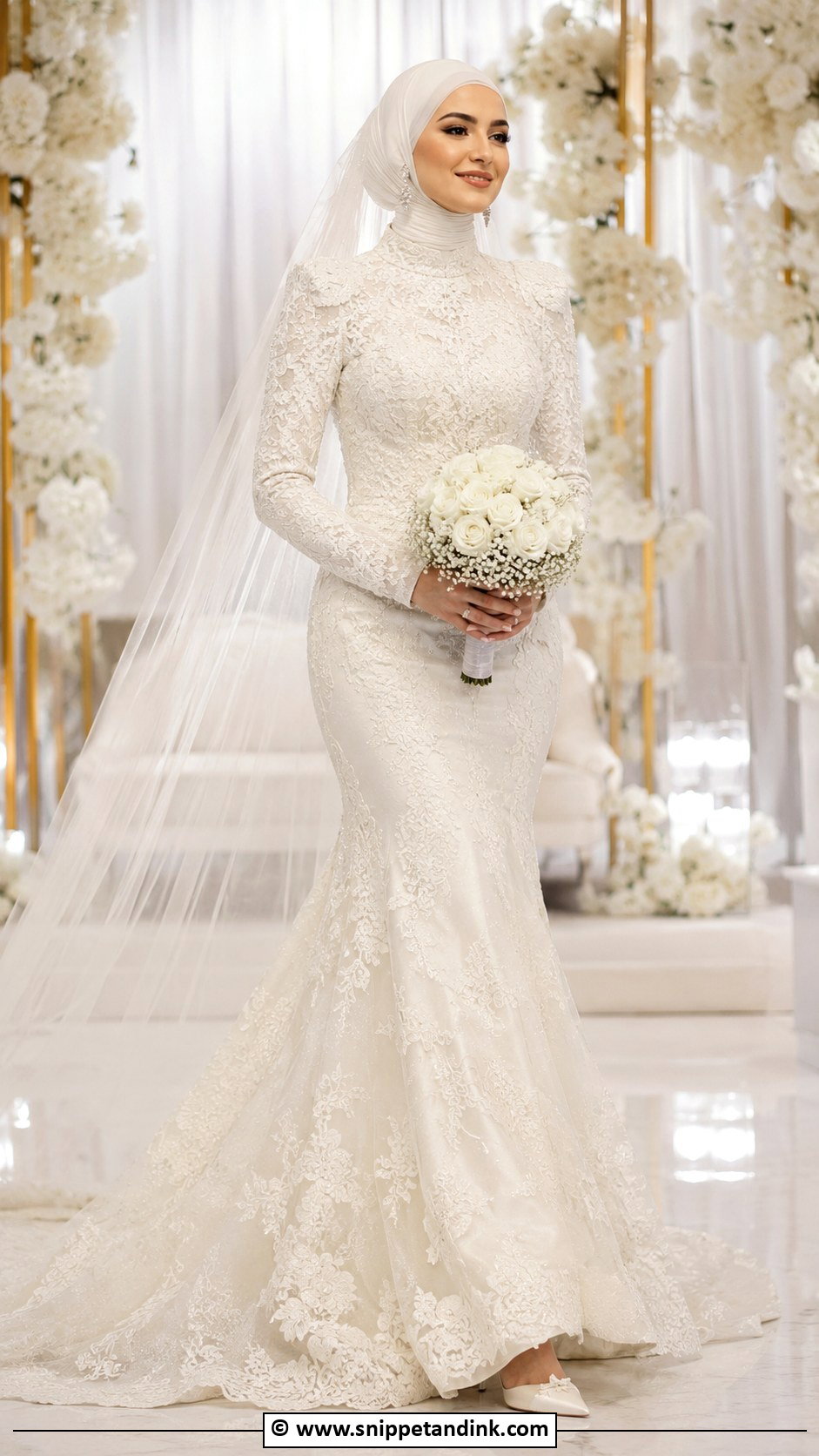 Muslim Bridal Mermaid Dress With Hijab - Snippet and Ink - 30 Muslim Bridal Ideas