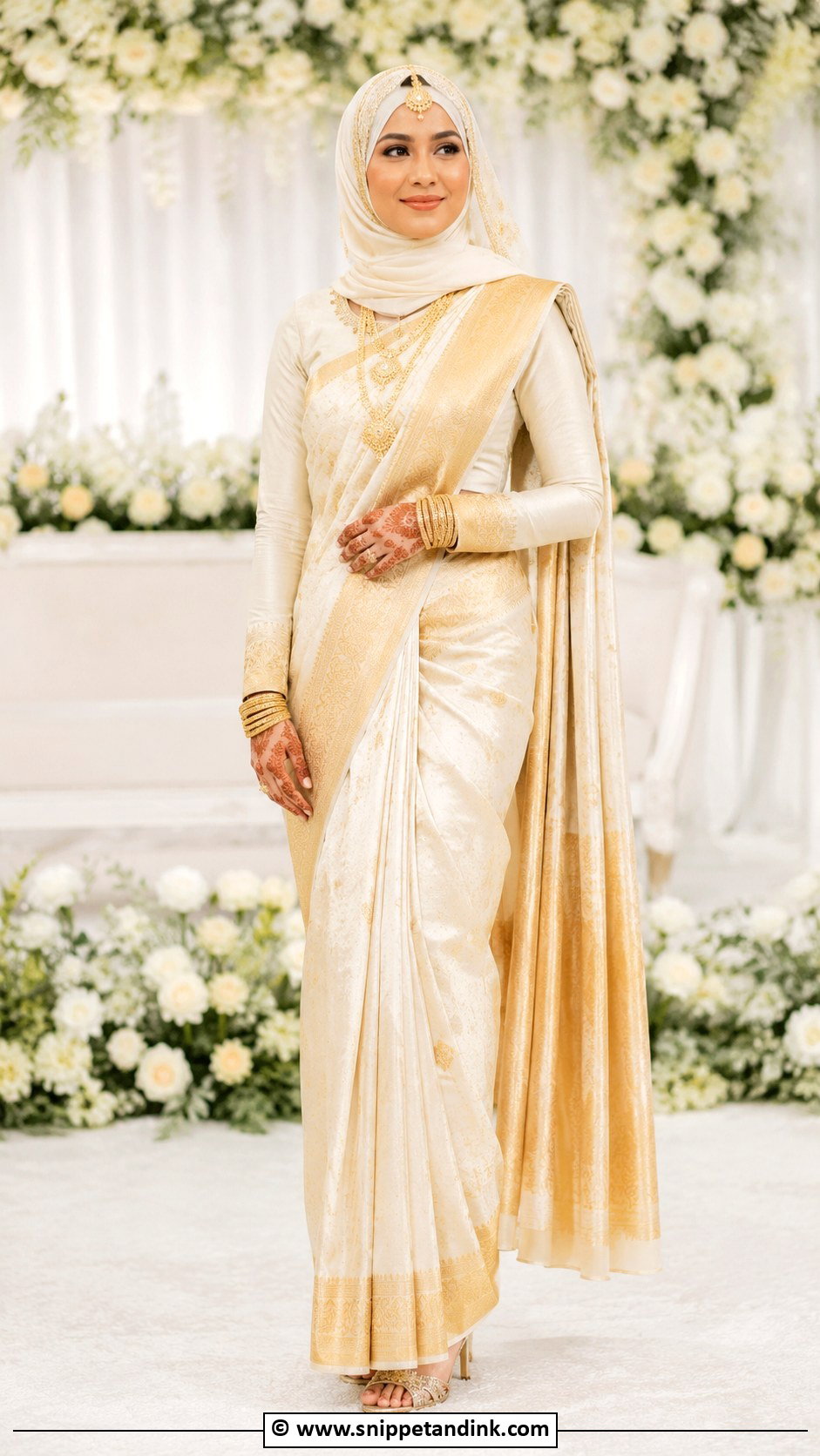 Muslim Bridal Saree With Hijab - Snippet and Ink - 30 Muslim Bridal Ideas
