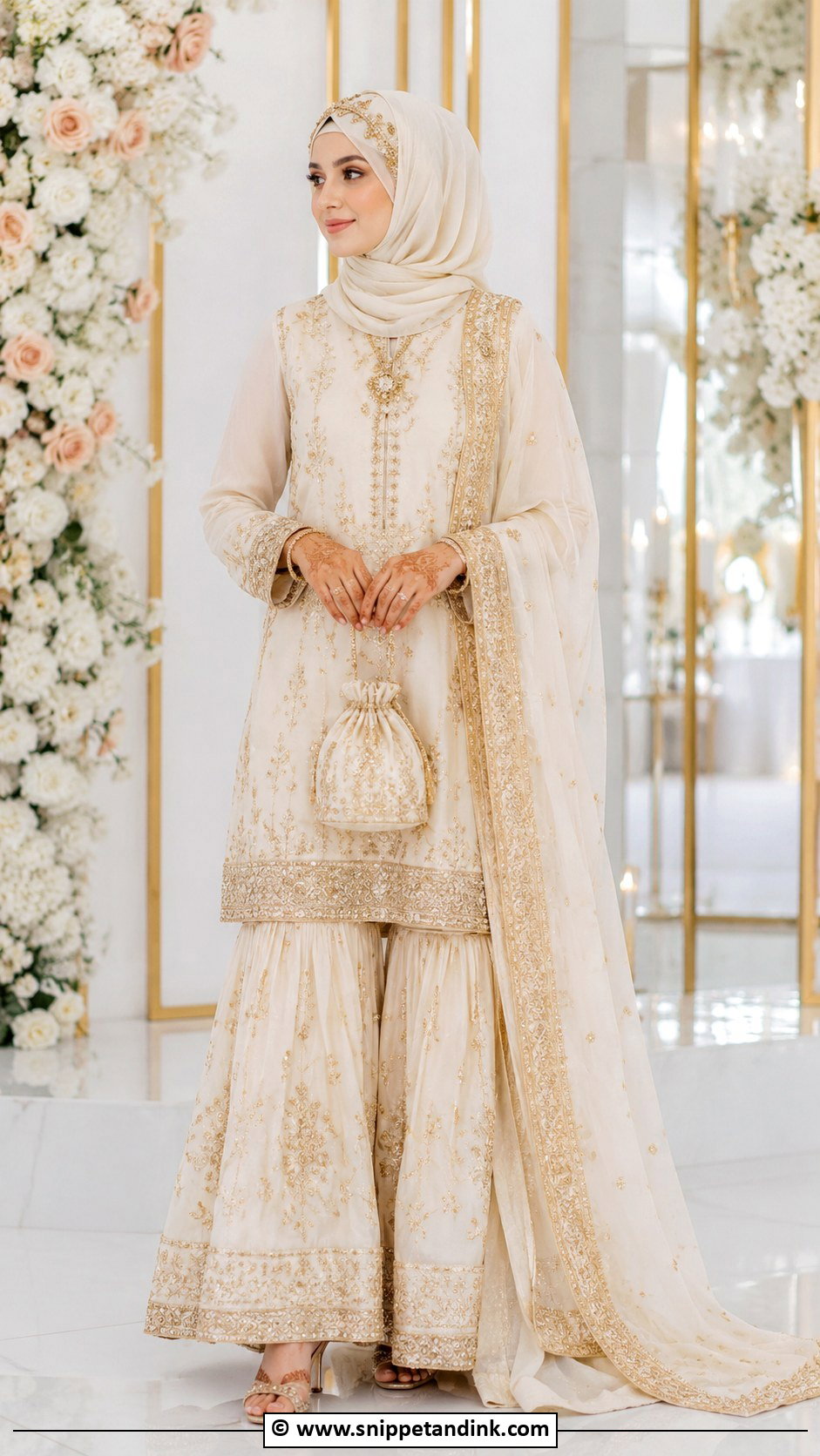 Muslim Bridal Sharara With Hijab - Snippet and Ink - 30 Muslim Bridal Ideas