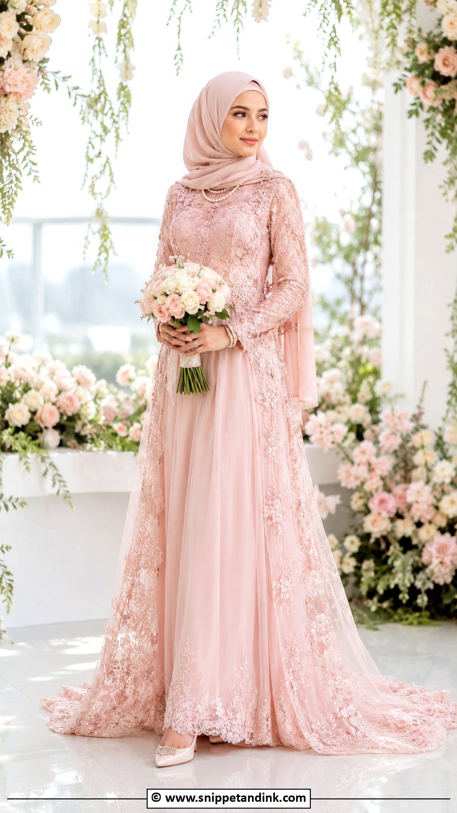 Muslim Bride Blush Pink Dress - Snippet and Ink - 30 Muslim Brides Ideas