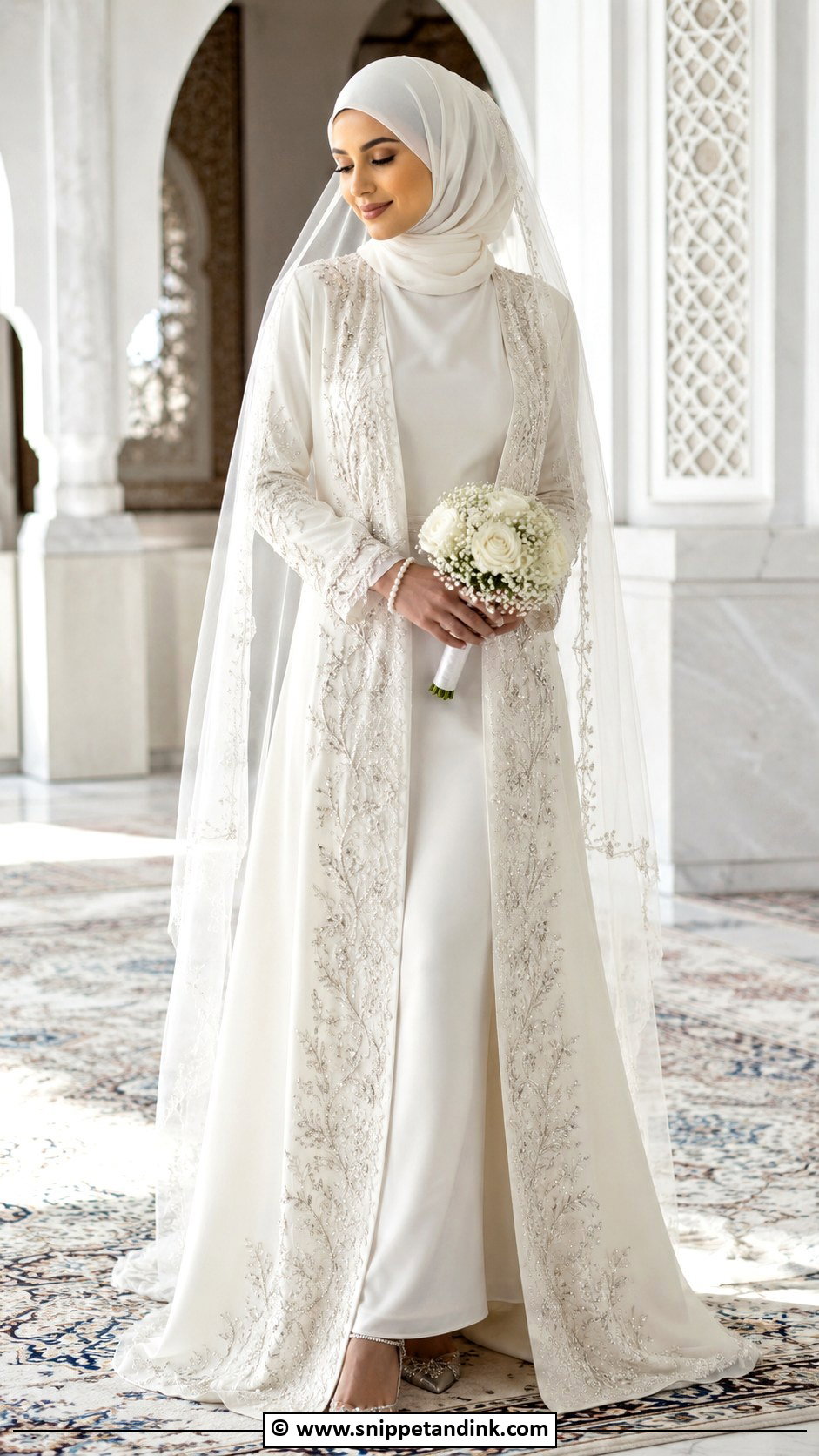 Muslim Bride Embroidered Abaya - Snippet and Ink - 30 Muslim Brides Ideas