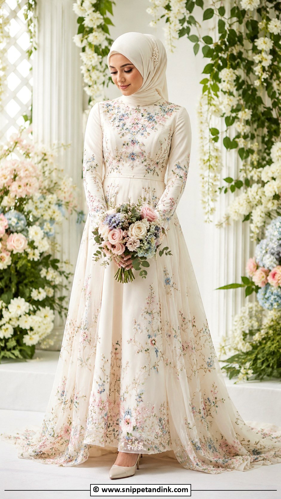 Muslim Bride Floral Embroidered Dress - Snippet and Ink - 30 Muslim Brides Ideas