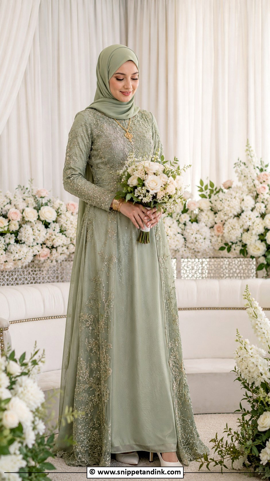 Muslim Bride Green Nikkah Outfit - Snippet and Ink - 30 Muslim Brides Ideas