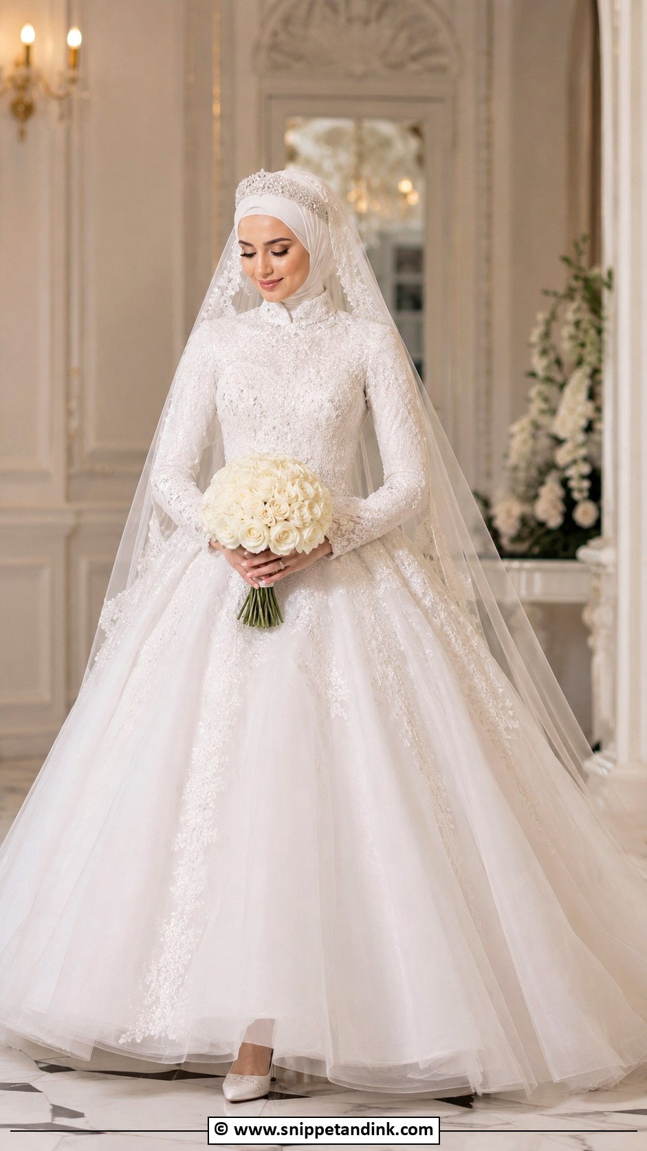 Muslim Bride Long Sleeve Ball Gown - Snippet and Ink - 30 Muslim Brides Ideas
