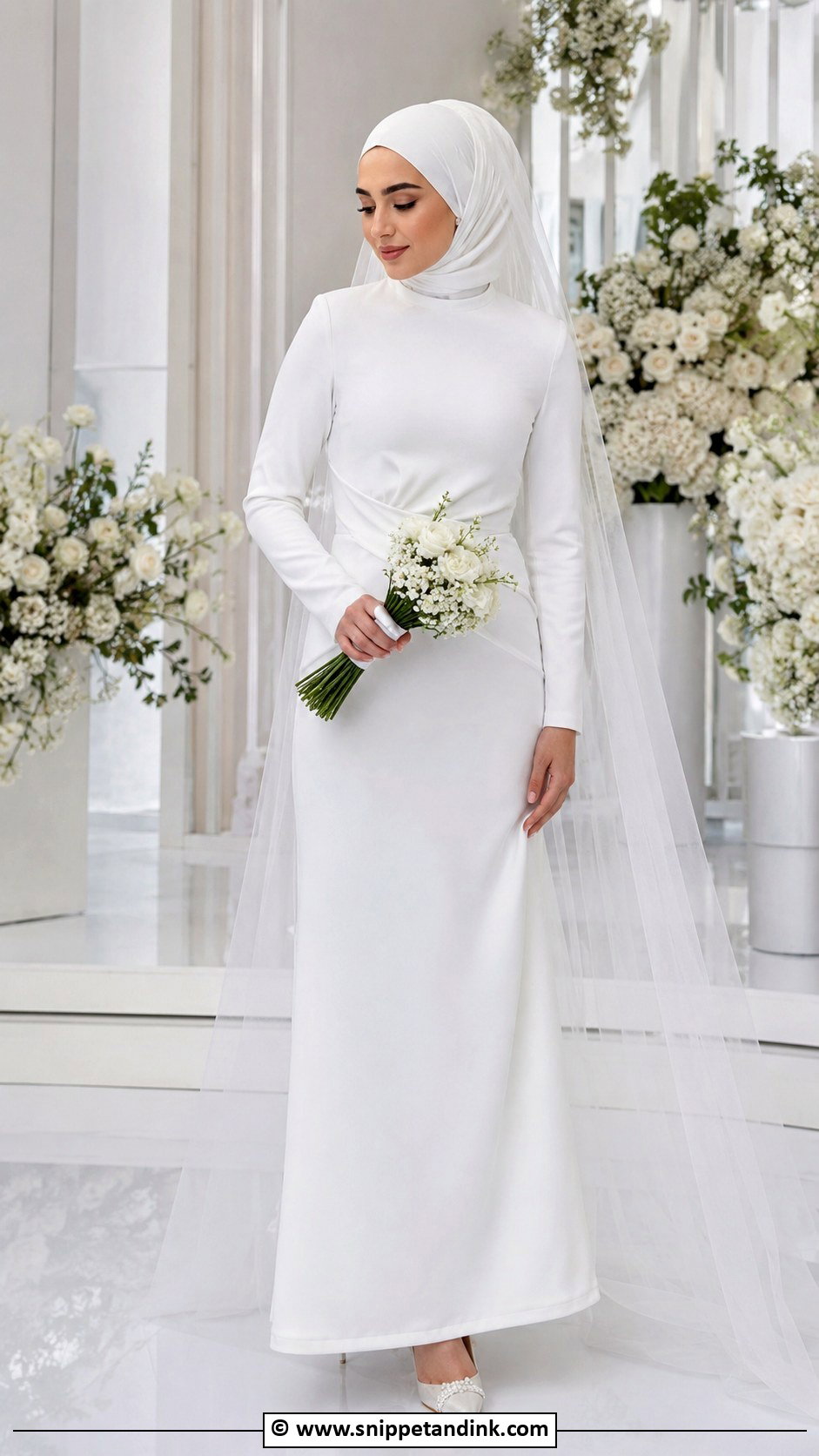 Muslim Bride Minimal White Dress - Snippet and Ink - 30 Muslim Brides Ideas