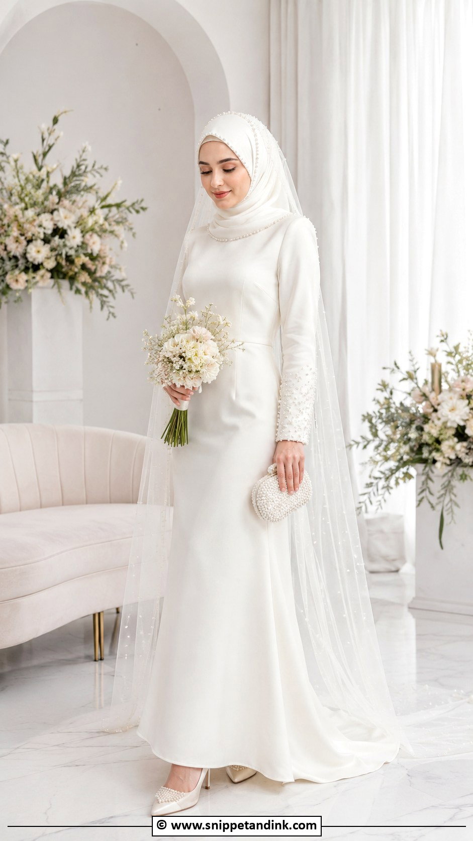Muslim Bride Pearl Hijab Gown - Snippet and Ink - 30 Muslim Brides Ideas
