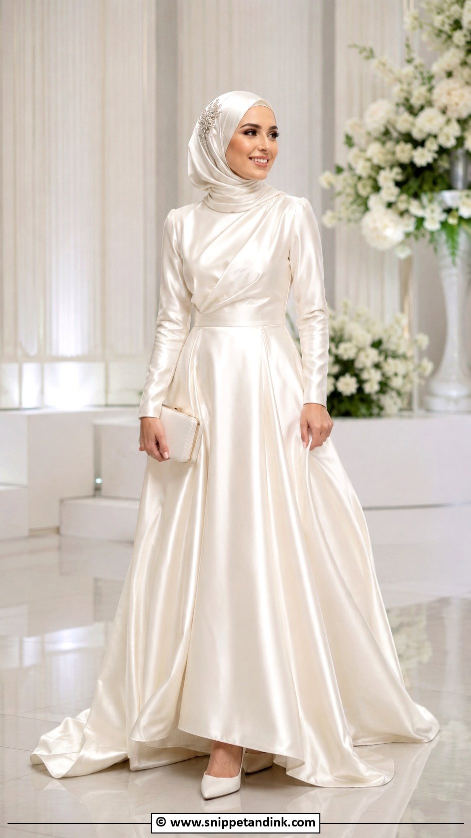 Muslim Bride Satin A Line Dress - Snippet and Ink - 30 Muslim Brides Ideas