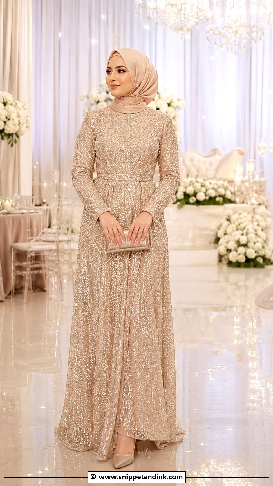 Muslim Bride Sequin Reception Dress - Snippet and Ink - 30 Muslim Brides Ideas