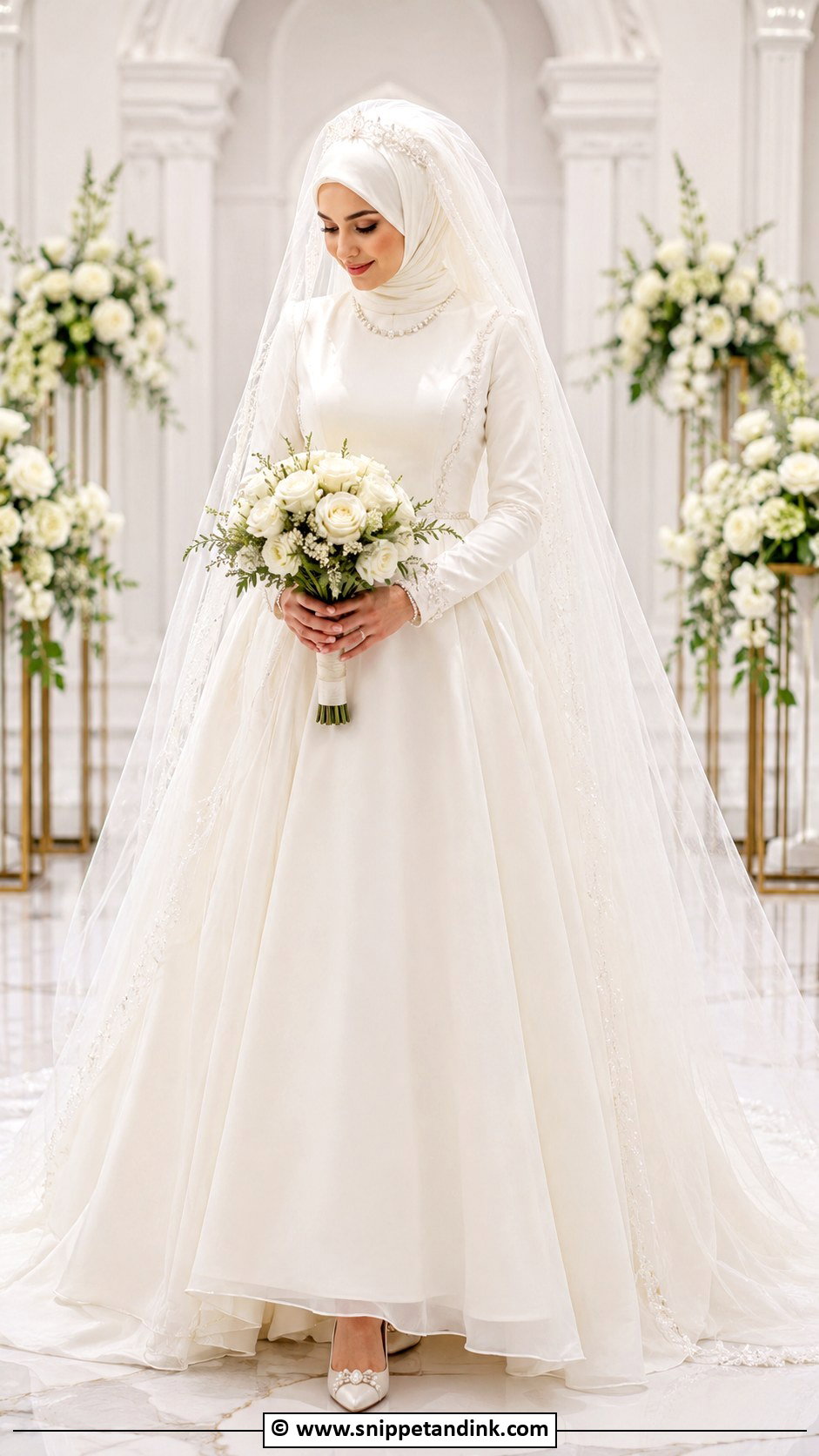 Muslim Bride Veil Over Hijab Look - Snippet and Ink - 30 Muslim Brides Ideas
