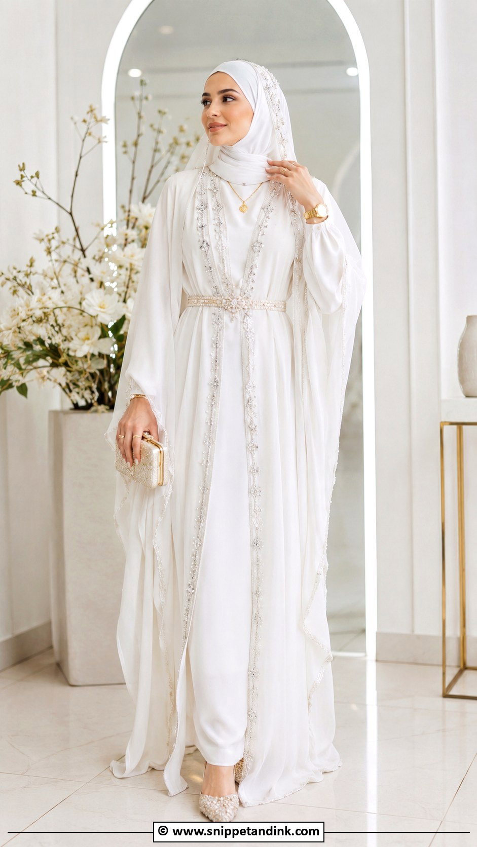 Muslim Bride White Kaftan - Snippet and Ink - 30 Muslim Brides Ideas
