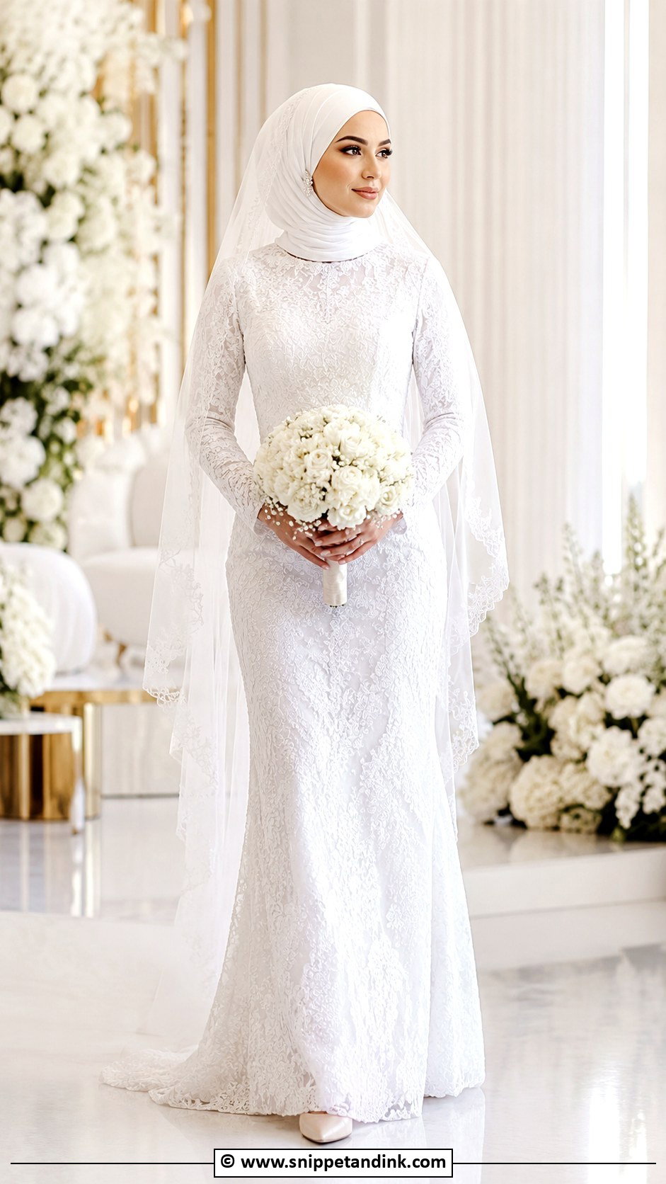 Muslim Bride White Lace Gown - Snippet and Ink - 30 Muslim Brides Ideas