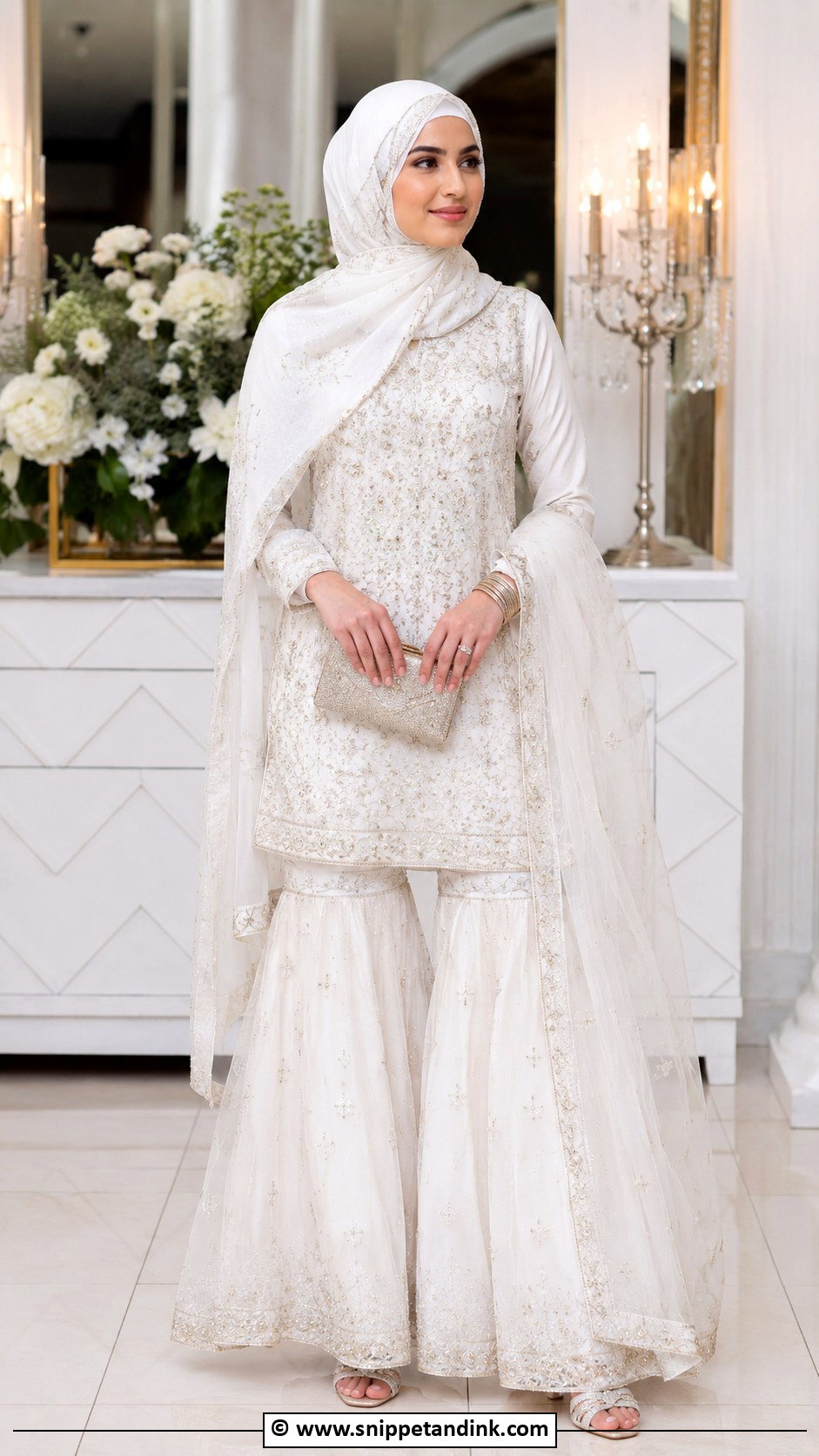 Muslim Bride White Sharara Outfit - Snippet and Ink - 30 Muslim Brides Ideas