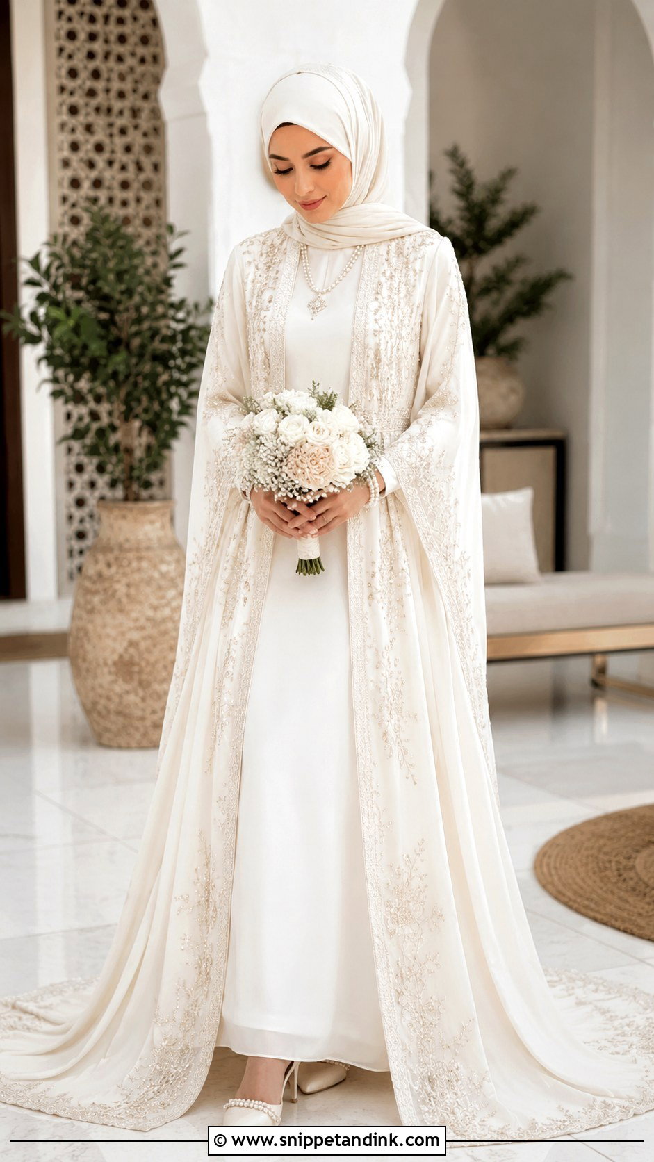 Muslim Wedding Dress With Bridal Abaya - Snippet and Ink - 25 Modern Muslim Wedding Dresses