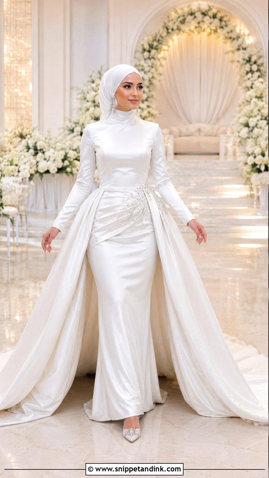 Muslim Wedding Dress With Detachable Train - Snippet and Ink - 25 Modern Muslim Wedding Dresses
