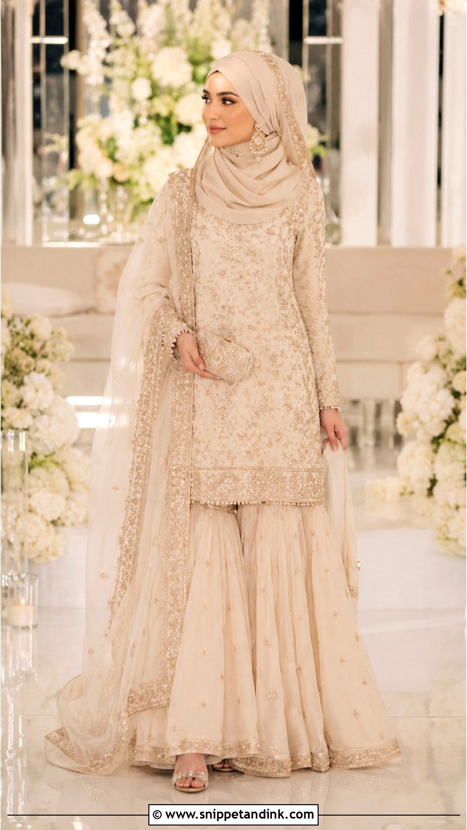 Muslim Wedding Dress With Sharara - Snippet and Ink - 25 Modern Muslim Wedding Dresses