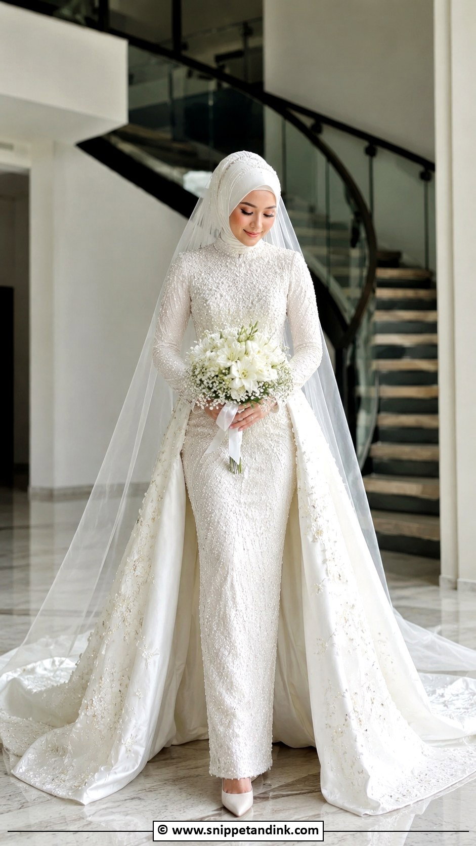 Muslimah Wedding Dress With Detachable Train - Snippet and Ink - 30 Muslimah Wedding Dress Ideas