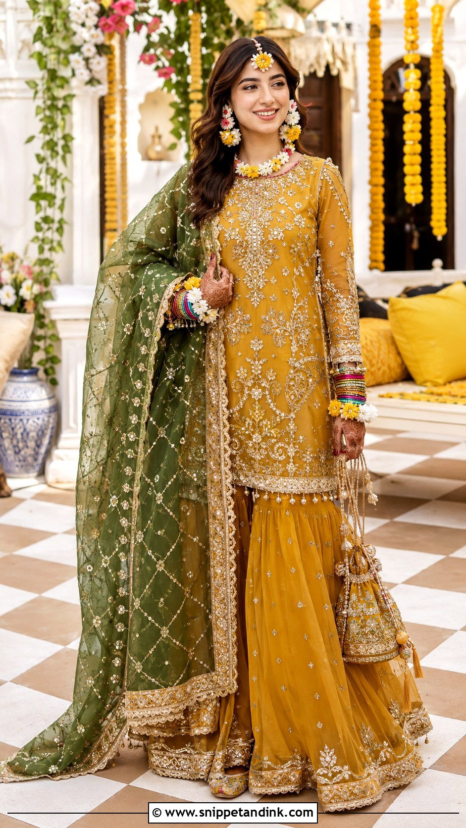 Mustard Agha Noor Bridal Sharara - Snippet and Ink - 20 Agha Noor Bridal Ideas
