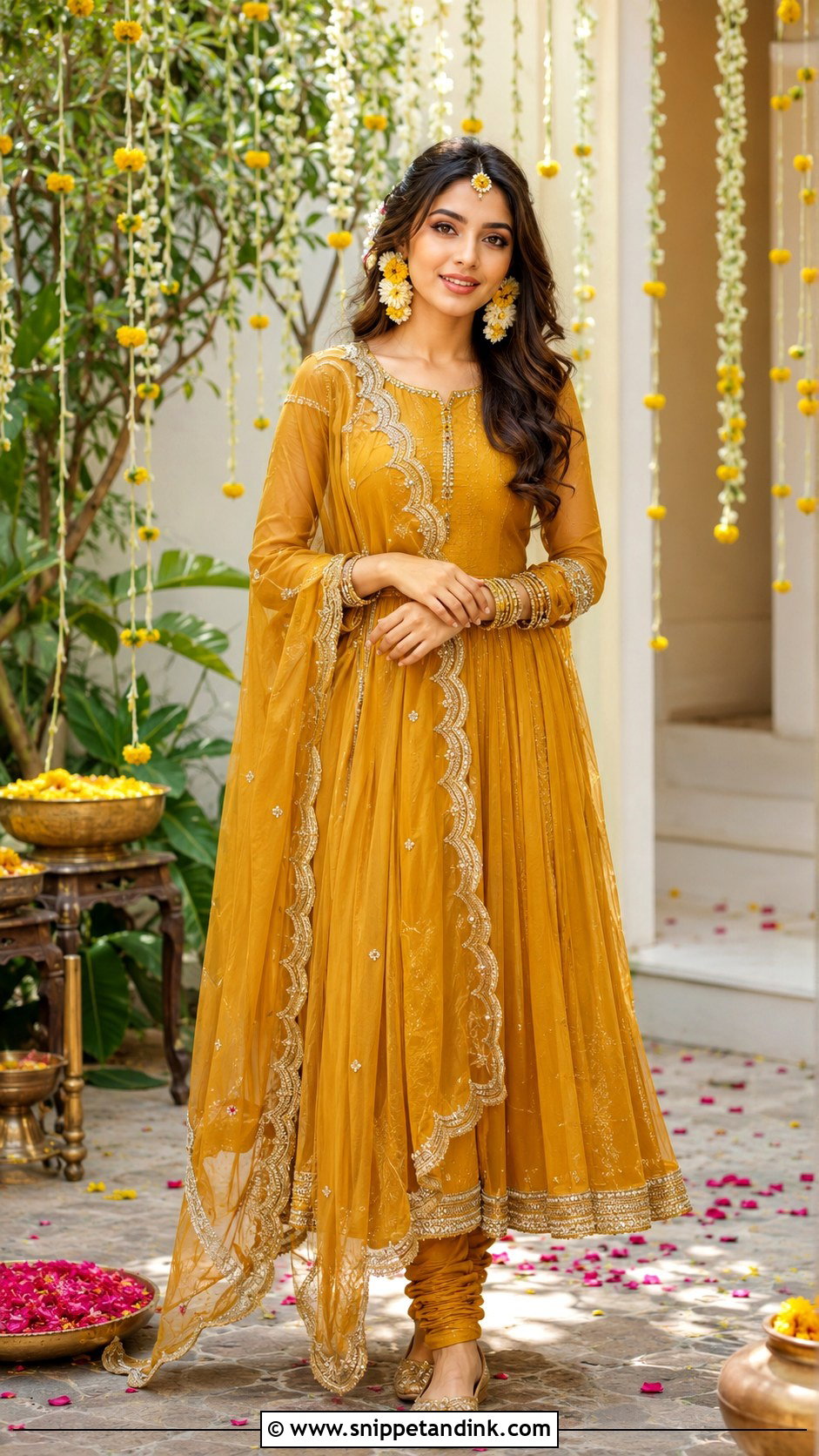 Mustard Anarkali Bridal Mayon Dress - Snippet and Ink - 20 Bridal Mayon Dress Ideas