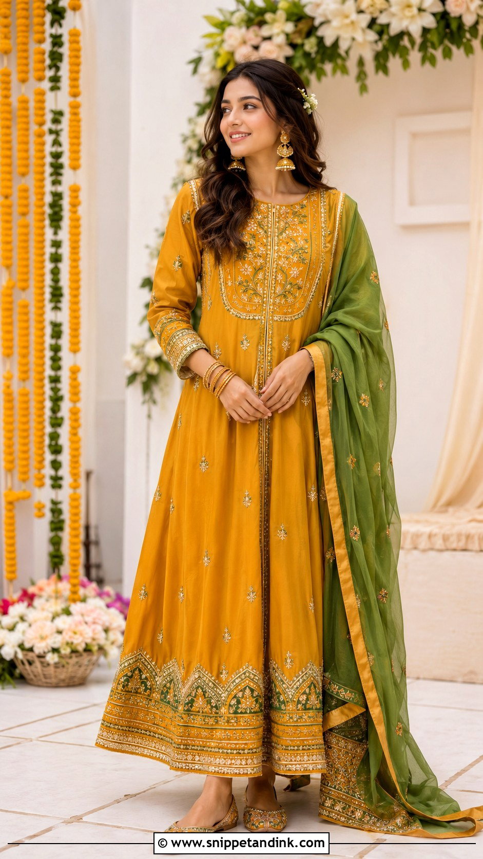 Mustard Anarkali For Mehndi Function - Snippet and Ink - 25 Dress for Mehndi Function Ideas