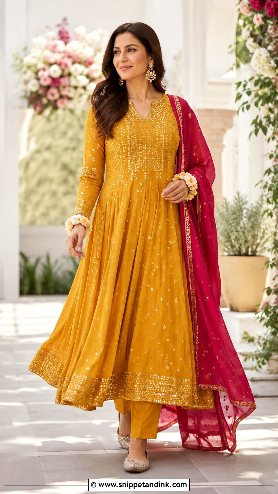 Mustard Anarkali Mehndi Outfit - Snippet and Ink - 20 Mehndi Wedding Dress Ideas