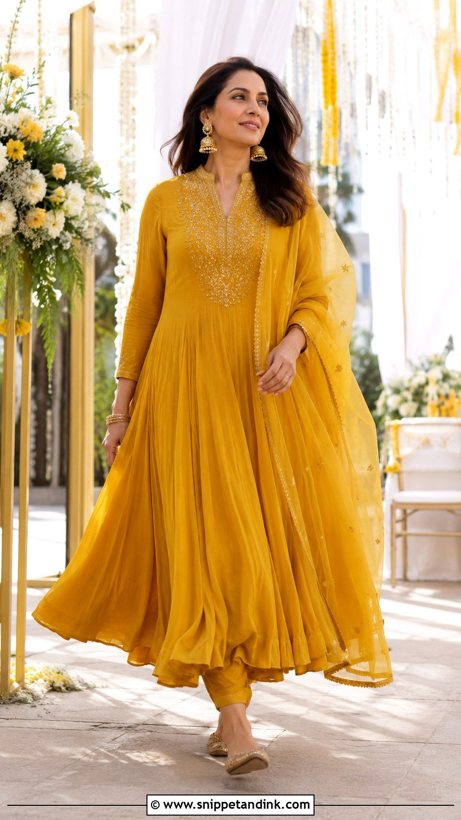 Mustard Anarkali for Haldi - Snippet and Ink - 20 Outfits for Haldi Ceremony