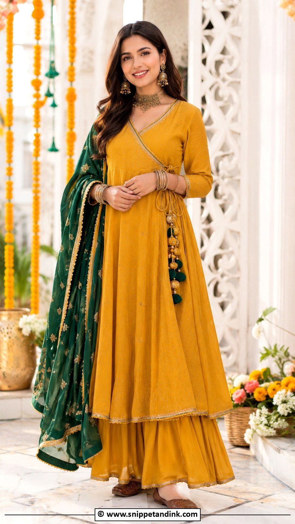 Mustard Angrakha Dholki Outfit - Snippet and Ink - 30 Dholki Outfit Ideas