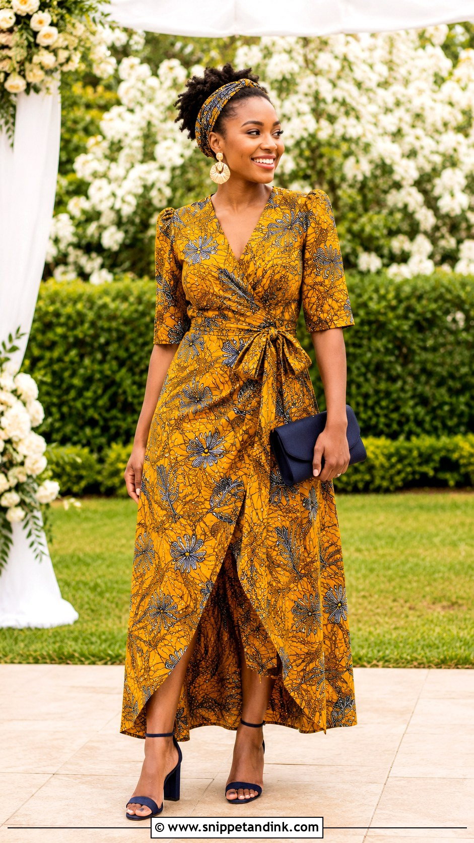 Mustard Ankara Wrap Bridesmaid Dress - Snippet and Ink - 20 African Bridal Maids Dresses Style