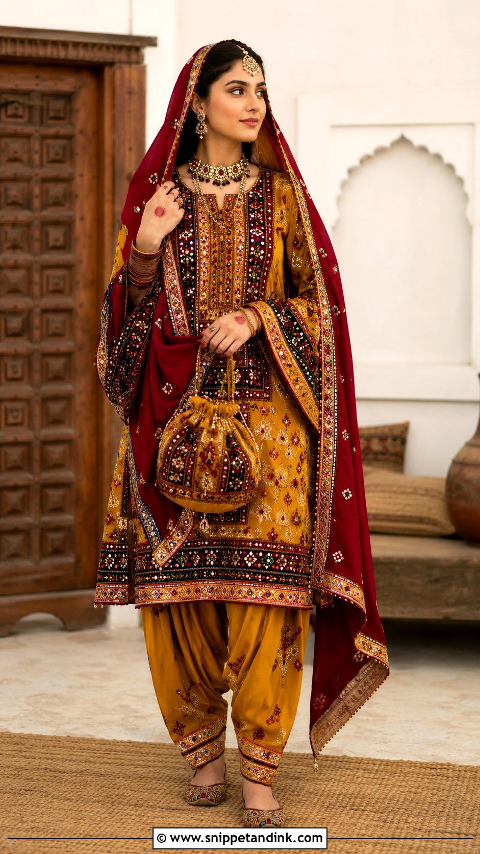 Mustard Balochi Bridal Dress - Snippet and Ink - 20 Balochi Bridal Dress Ideas