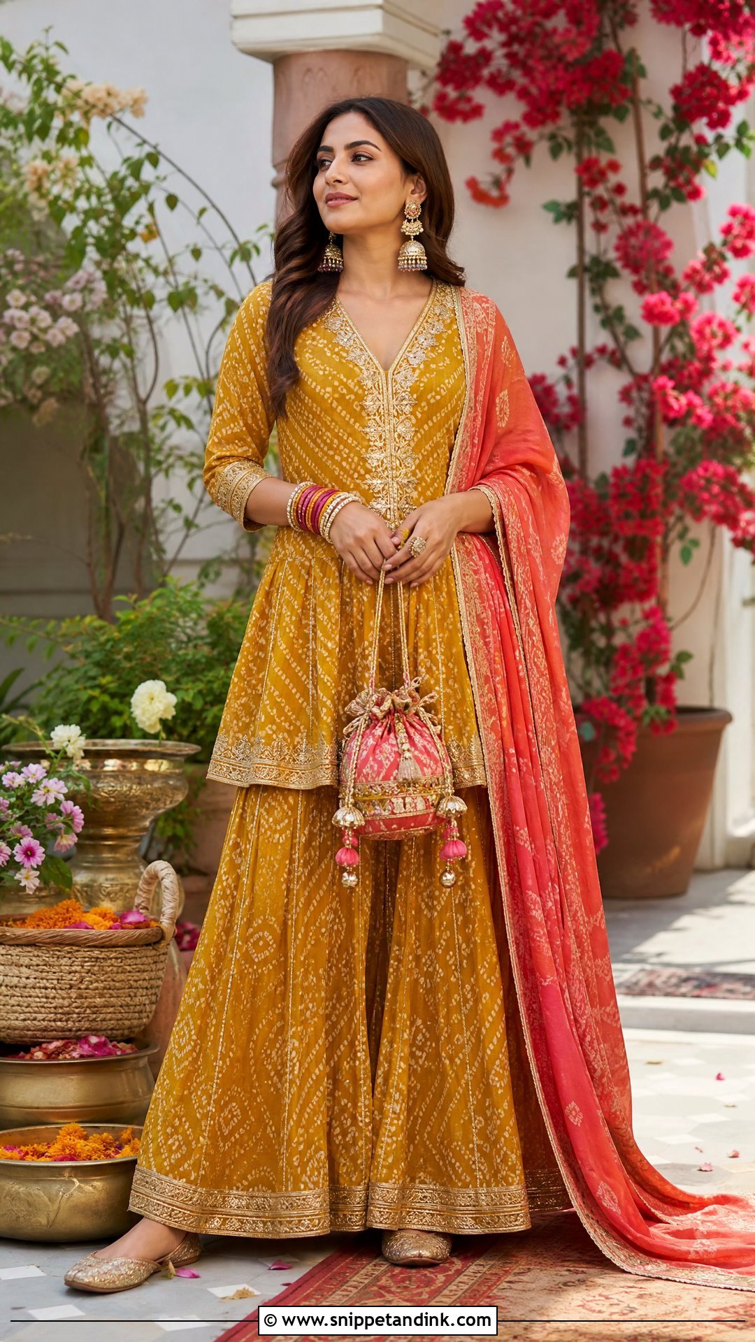 Mustard Bandhani Sabyasachi Sharara Suit - Snippet and Ink - 20 Sabyasachi Salwar Suits