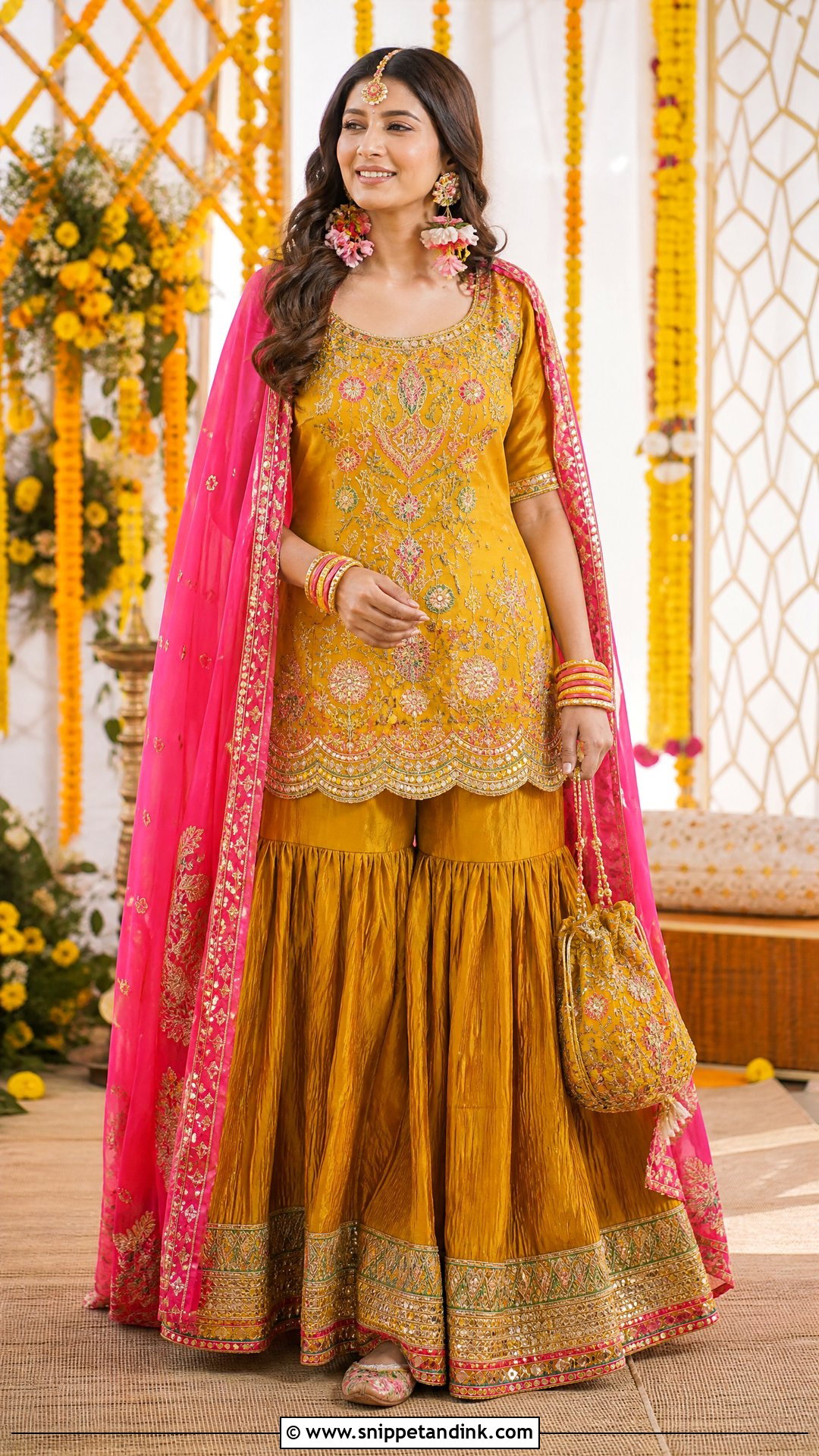 Mustard Bridal Sharara For Mehndi - Snippet and Ink - 25 Latest Bridal Dresses Pakistan