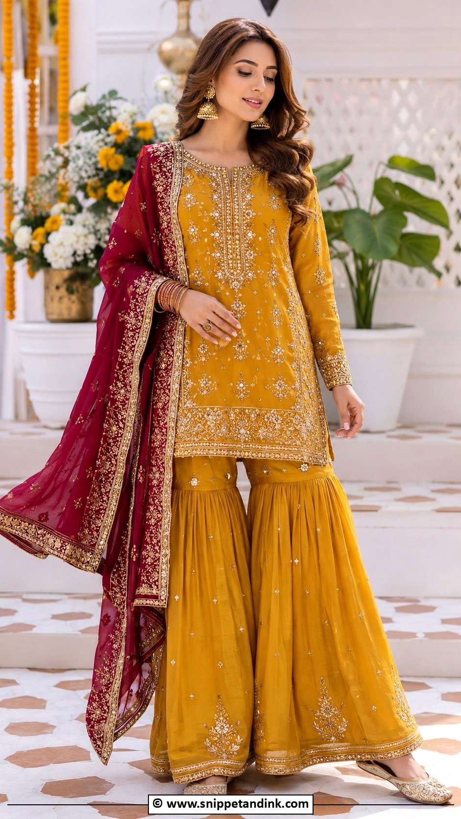 Mustard Gharara Barat Dress - Snippet and Ink - 30 Barat Dress Ideas