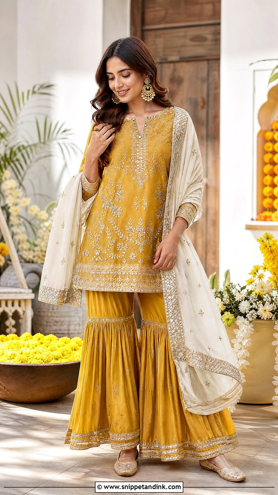 Mustard Gharara For Haldi - Snippet and Ink - 25 Dress for Haldi Ideas