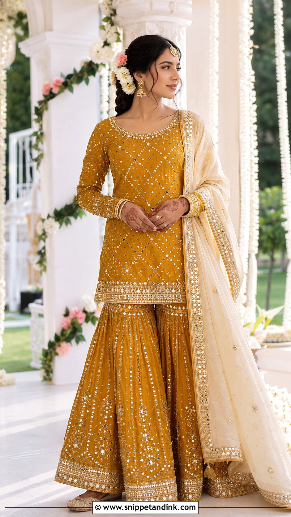 Mustard Gharara Grahshanti Outfit - Snippet and Ink - 20 Grahshanti Outfit for Bridal Ideas