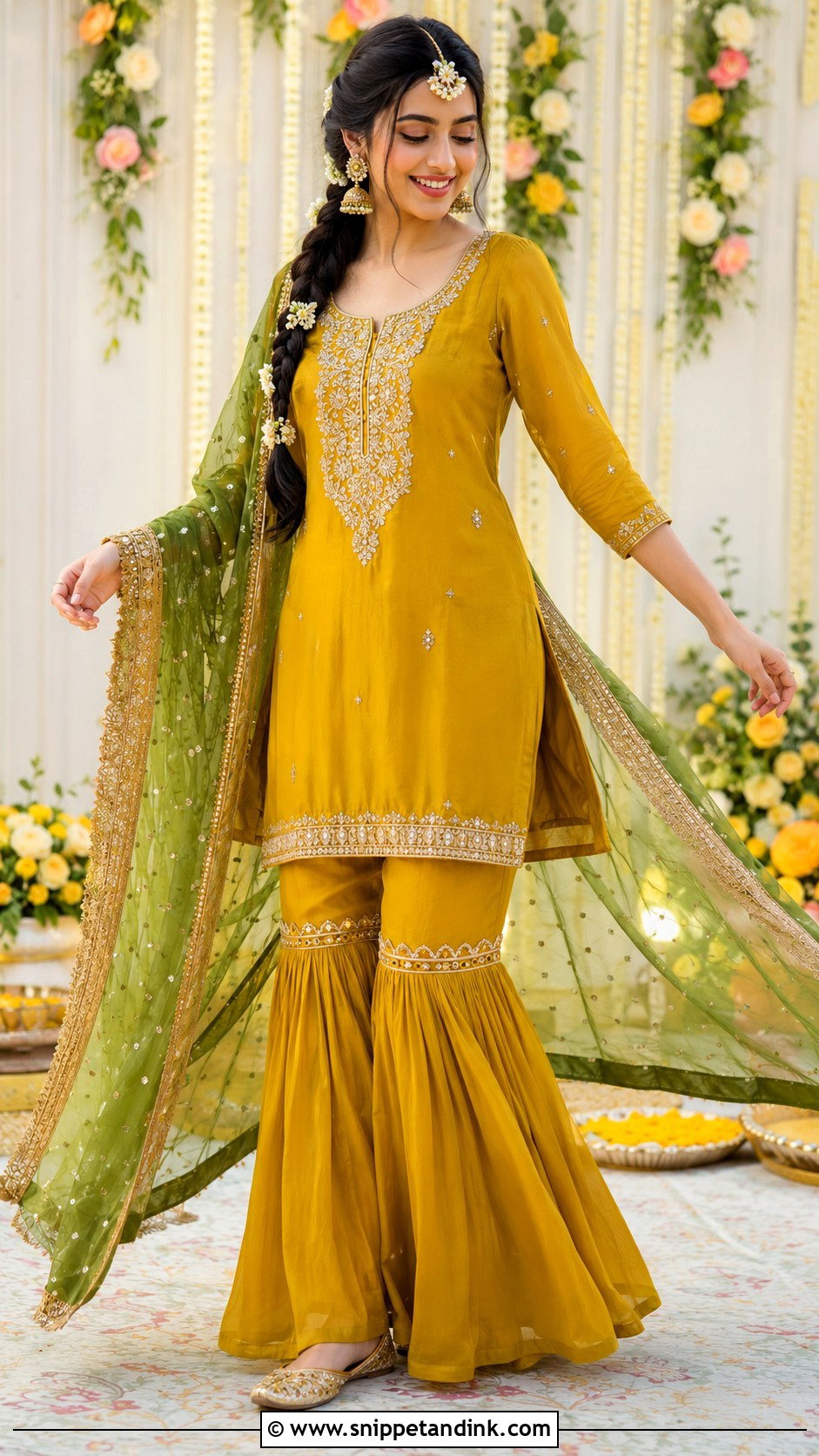 Mustard Gharara Haldi Outfit - Snippet and Ink - 20 Haldi Outfit From Scratch Ideas