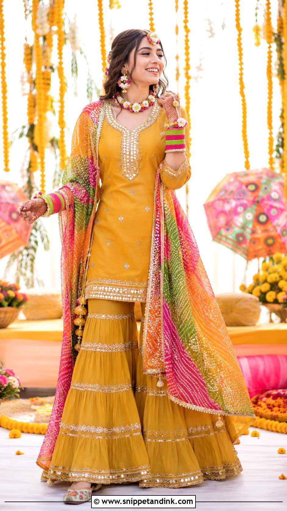 Mustard Gota Bridal Sharara Suit - Snippet and Ink - 20 Bridal Sharara Suit Ideas