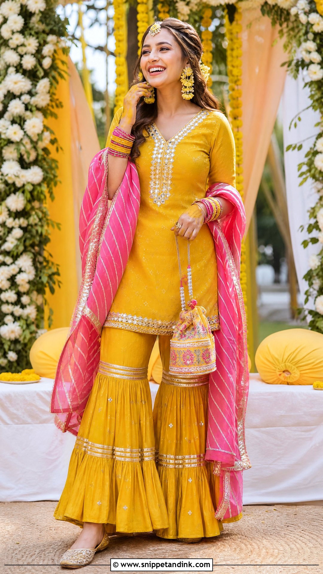 Mustard Gota Patti Garara - Snippet and Ink - 20 Latest Garara Designs for Wedding