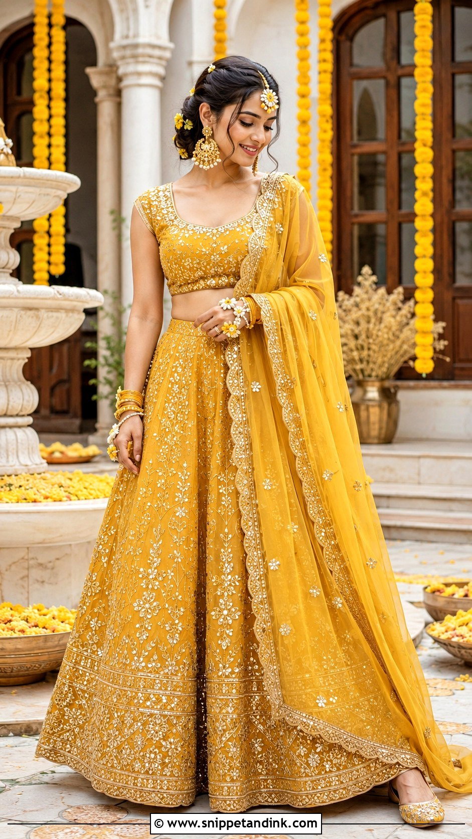 Mustard Gota Patti Lehenga for Haldi Bride - Snippet and Ink - 20 Dress for Haldi Function for Bride Ideas