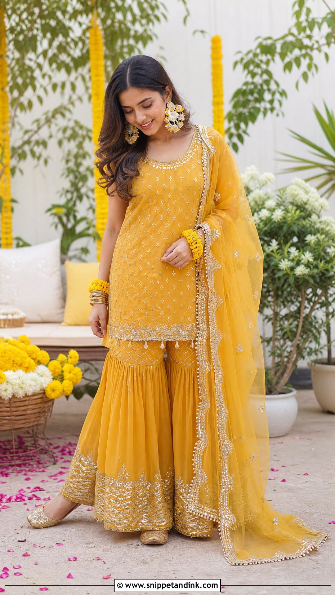 Mustard Gota Patti Sharara for Haldi - Snippet and Ink - 20 Sharara for Haldi Ideas