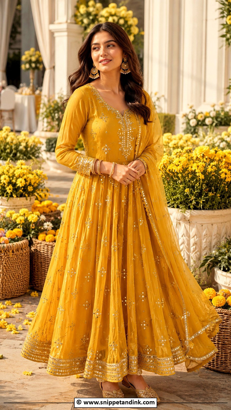 Mustard Haldi Anarkali Suit - Snippet and Ink - 35 Unique Haldi Outfits