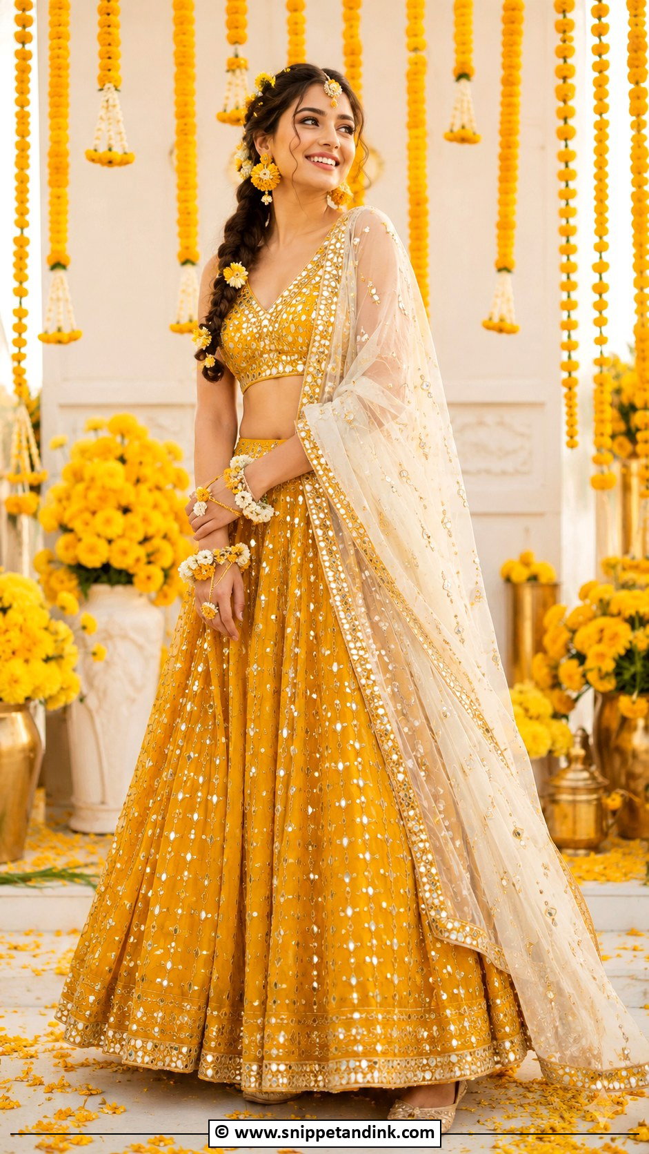 Mustard Haldi Lehenga - Snippet and Ink - 30 Haldi Dress Ideas for Bride