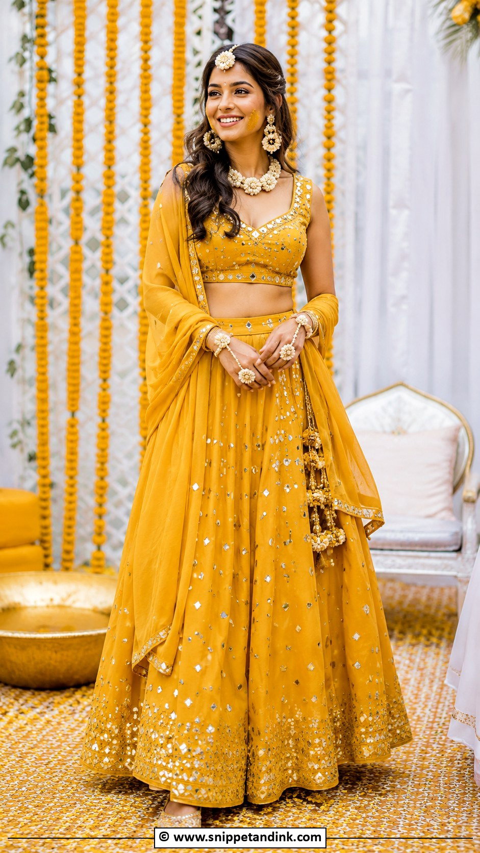 Mustard Haldi Outfit For Bride - Snippet and Ink - 30 Best Haldi Outfits for Brides