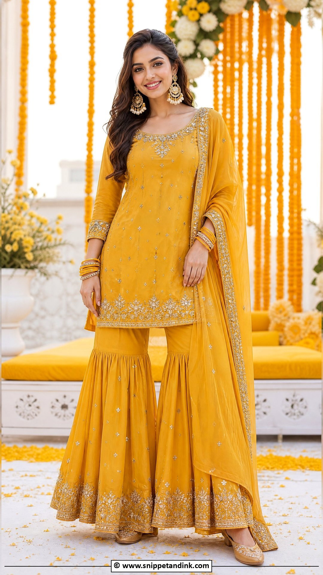 Mustard Haldi Sharara Dress - Snippet and Ink - 35 Haldi Dress Ideas