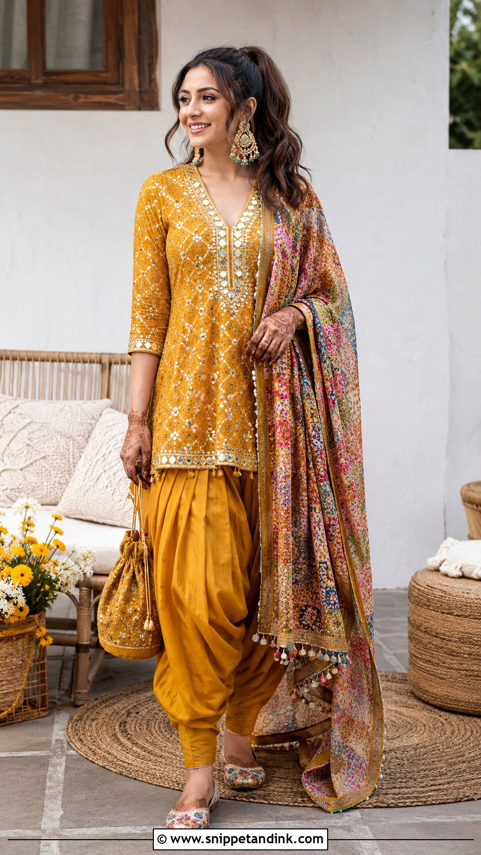 Mustard Kurta And Dhoti Pants Mehendi Outfit - Snippet and Ink - 20 Mehendi Ceremony Outfits Brides