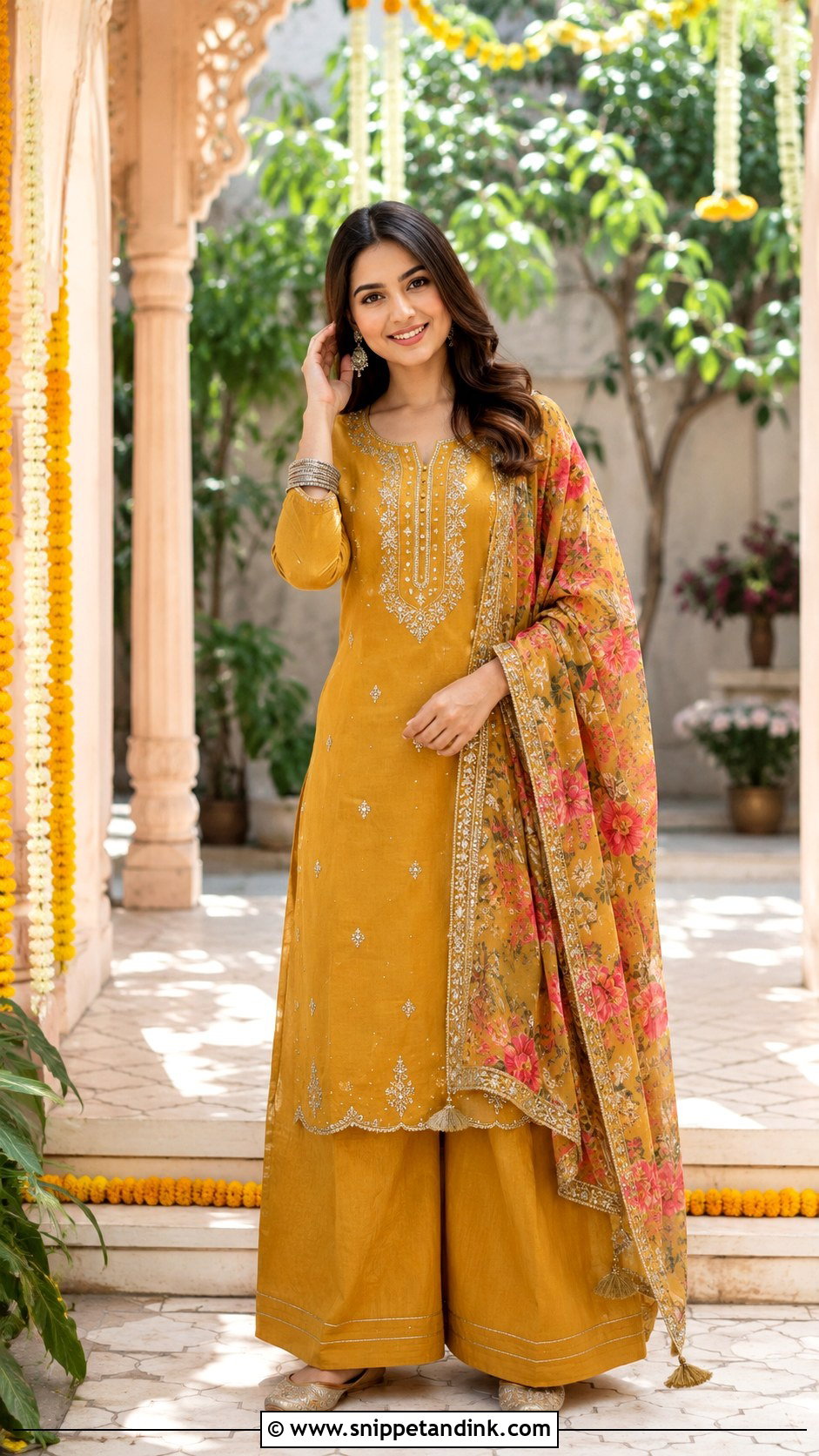 Mustard Kurta Palazzo For Mehendi Function - Snippet and Ink - 25 Dress for Mehendi Function Ideas