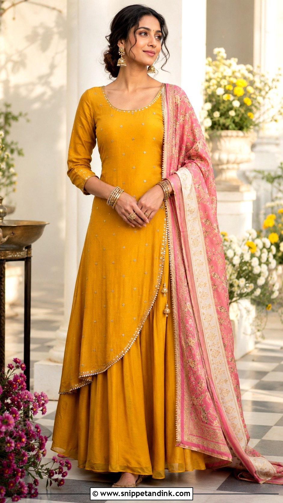 Mustard Kurta Skirt Haldi Outfit - Snippet and Ink - 20 Alia Bhatt Haldi Outfit Ideas