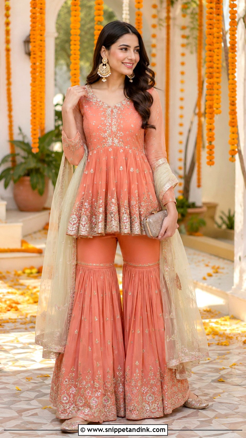 Mustard Kurta Skirt Mehendi Outfit - Snippet and Ink - 30 Mehendi Dress Outfits