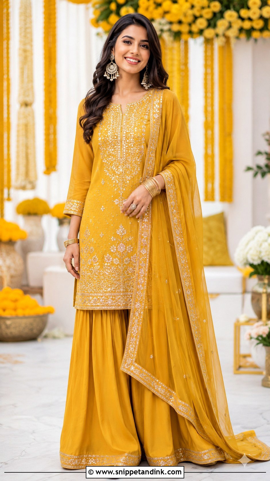 Mustard Kurta With Palazzo For Bride Sister - Snippet and Ink - 30 Haldi Outfit for Bride Sister Ideas