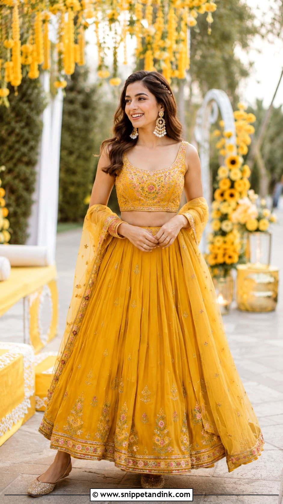 Mustard Lehenga Choli For Haldi - Snippet and Ink - 25 Haldi Dress for Bride Sister Ideas