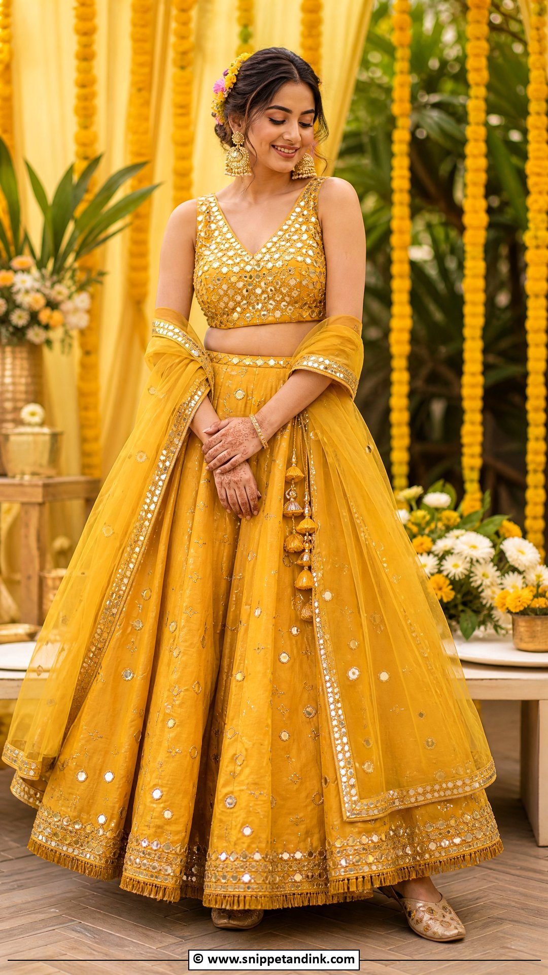 Mustard Lehenga For Haldi Bride - Snippet and Ink - 35 Haldi Outfit for Bride Ideas