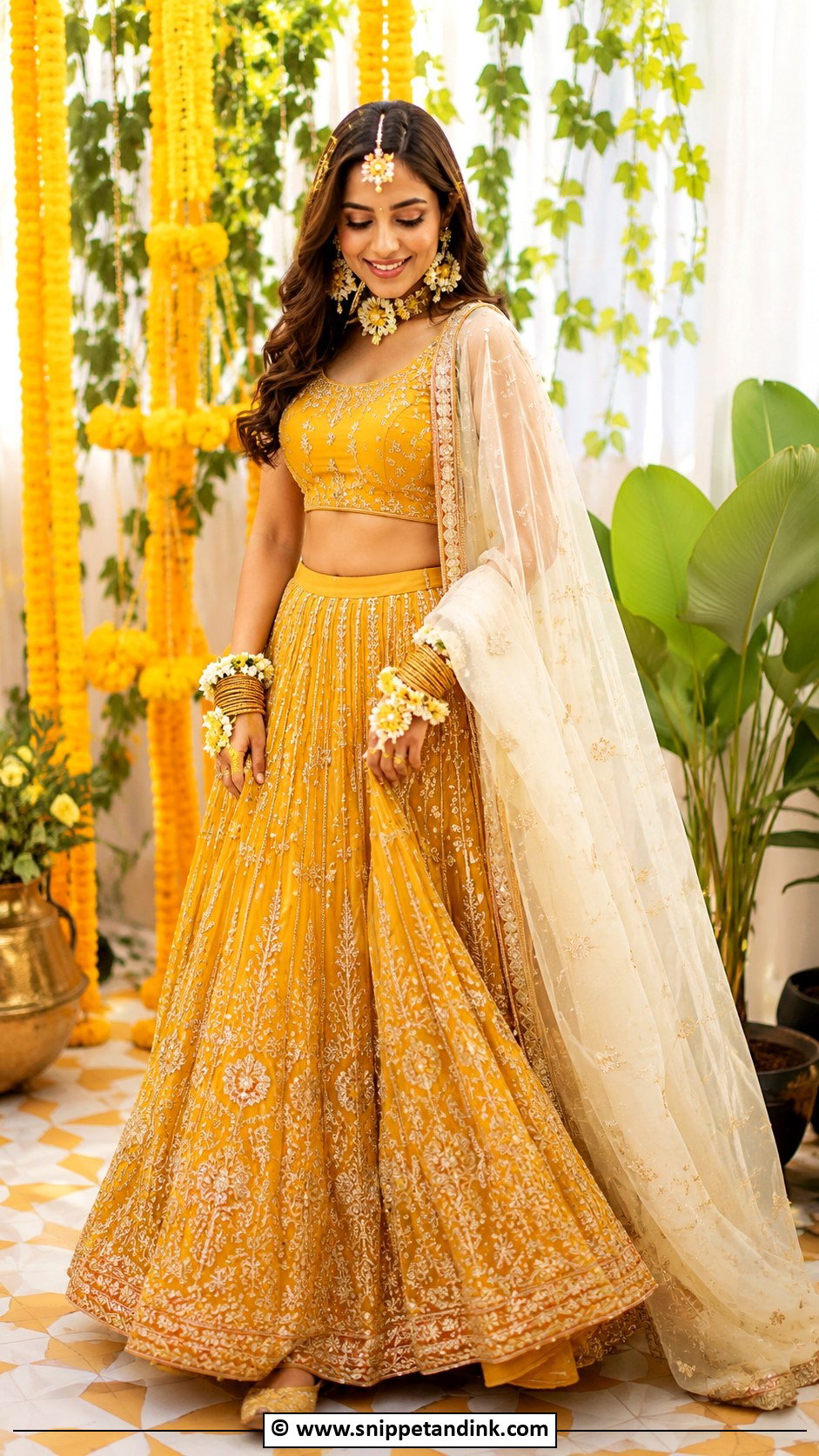 Mustard Lehenga For Haldi Bride - Snippet and Ink - 30 Haldi Bridal Outfit Ideas